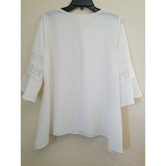 Est 1946 Womens Size Medium Top Blouse Bell Sleeve Tie Front NWOT Ivory color - Picture 3 of 5